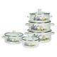 10 Pc Enamel Cookware Set Casserole Pots Lid Soup Stockpot Kitchen White Pan New