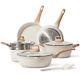 10 Piece Cookware Set Nonstick, Pots and Pans, Kitchen Cooking, White Granite
