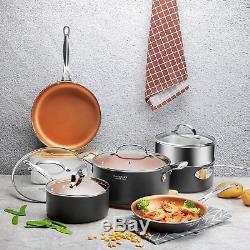 10-Piece Copper Ceramic Induction Compatible Nonstick Pots and Pans Set kitchen