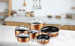 10 Piece Hammered Copper Cookware Set Nonstick Coating Induction Pots and Pans