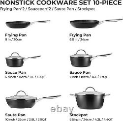 10-Piece Induction Cooking Pots Set Marble NonStick Frying Pan Saucepan Stockpot