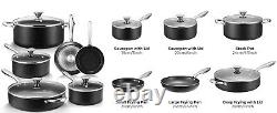 10-Piece Induction Pots Set Black Marble Non-Stick Frying Pan Saucepan Stockpot