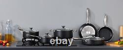 10-Piece Induction Pots Set Black Marble Non-Stick Frying Pan Saucepan Stockpot