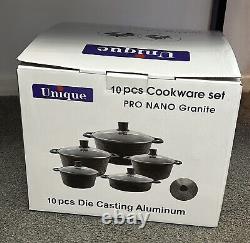 10 Piece Pro Nano Granite Cookware Set Cooking Stock Pot
