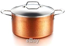 10pc Hammered Copper Cookware Set with Nonstick Coating Induction Pots & Pan Set