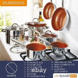 11 Piece Stainless Steel Kitchen Cookware Set Oven Safe Non-Stick Pots & Pans
