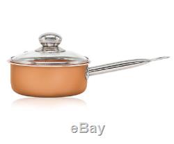 11 Pieces Copper Cookware Set non stick fry pans saucer pot stockpot saucer pan