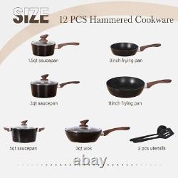 12PCS Hammered & Black Non-Stick Cookware Set KITCHEN ACADEMY