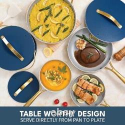 12-Pcs Aluminum Cookware Set Non-Stick & Durable Table Worthy Design Blue UK