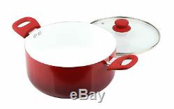 12-Piece Ceramic Cookware Set Nonstick Pots Pans Kitchen Tools Red Ombre Teal