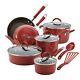 12 Piece Non Stick Stainless Steel Cookware Set Kitchen Pots Pans Rachel Ray Red