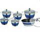 12 pcs Induction Pan Set Saucepan Set Cookware Set Pot All Hobs Blue