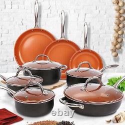13 Piece Copper Cookware Set Ceramic Non Stick Pan Induction Saucepan Aluminum