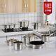 14 Pc Kitchen Cookware Set Stainless Steel Kitchen Cooking Pots Pans Glass Lids