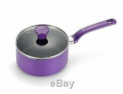 14-Piece Purple T-fal Cookware Set Dutch Oven Saucepan Frypan Pots and Pans