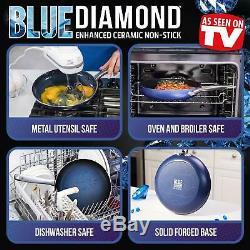 14pc Blue Diamond Pan Cookware-Set Ceramic Cookware Set Nonstick Stainless Steel