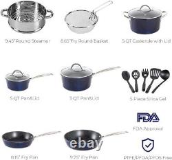 15 PCS Induction Kitchen Cookware Set Granite Nonstick Coated Pots and Pans Set