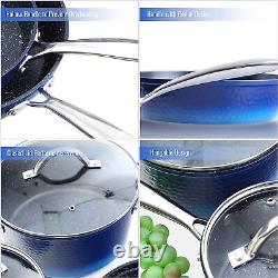 15 Pieces Non-Stick Cookware Set, Nonstick Induction Granite-Coated Pot Pan Set