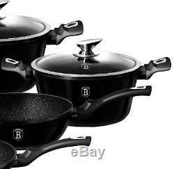 15-pcs Cookware Set Granite Coating BERLINGER HAUS Metallic Shiny Black BH-1664