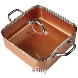 16Pcs Copper Chef XL Cookware Set Casserole Set Pan Lids + Induction Cooktop NEW