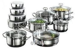 20 Piece Induction Cookware Set with Bowls Pots Pans Stainless Steel Non Stick