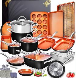 23 Pcs Pots and Pans Set Non Stick Ceramic Copper Cookware Set Bakeware Set