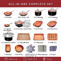 23 pcs Pots and Pans Set Non Stick Ceramic Copper Cookware Set Bakeware Set