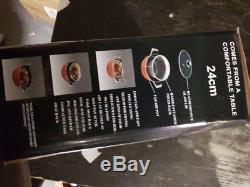 24cm Non Stick Chip Pan Set Fryer Deep Fat Frying Basket Pot With Glass LID