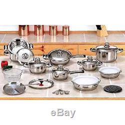 28 Piece Cookware Set Stainless Steel induction pots pans grills