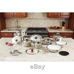 28 Piece Stainless Steel Pots & Pans Kitchen Cooks Chef's Waterless Cookware Set