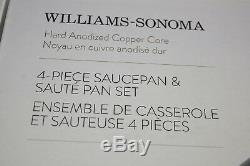 $299 NEW Williams Sonoma 4 pc SET Saucepan Saute Pan w LIDS Copper Core nonstick