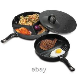 3 In 1 Divide Wonder Combo Divided Frying Pan Set Non Stick Delicious Breakfast