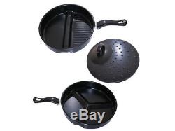 3 In 1 Divider Wonder Combo Divided Frying Pan Set Non Stick Cooked Breakfast