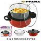 3 In 1 Non-stick Chip Pan Steamer Set Deep Fat Fryer Frying Basket Pot Glass LID