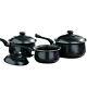 3pc Non Stick Cookware Set Sauce Pan Pot LID Kitchen Fry Pan Frying Lids Black