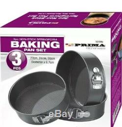 3pc Non Stick Round Baking Pan, pot Spring Form Round Baking Cake, Tin Set, Baking
