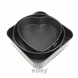 3pc Non Stick Springform Cake Pan Baking Tray Tins Heart Square Round Set Chn