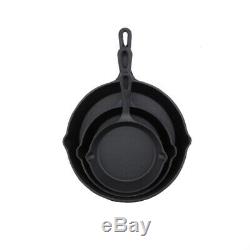 3pcs Non-Stick Frying Griddle Pan Set BBQ CAST IRON Barbecue Grill Fry Skillet