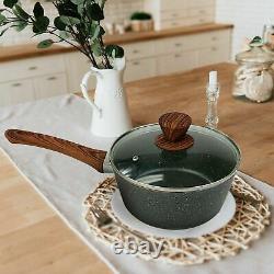 3pcs/ Set Saucepan Non-Stick Casserole Milk Stock Pot Cookware with Lid Kitchen AU