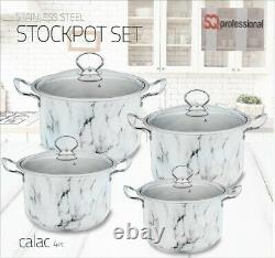 4pc Non Stick Casserole Stockpot Cooking Pot Pan Set Induction Base With Lids