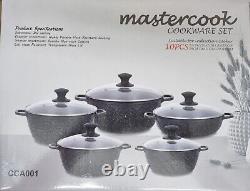 5Pc Casserole Dish Stockpot Cooking Pan Induction Cookware Die-Cast Set Black