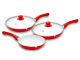 5/7/11pc Ceramic Frying Pan Saucepan Pots Set Cookware Non Stick Pyrex Glass LID