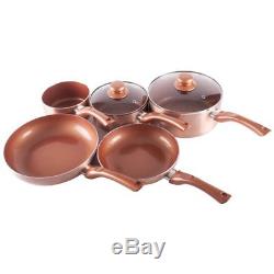 5 Piece Aluminium Induction Pan Set Copper Style Non-Stick CERAMIC Gas Hobs
