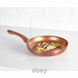 5 Piece Ceramic Cookware Set Metallic Copper Non Stick Saucepan Pan With Lids UK