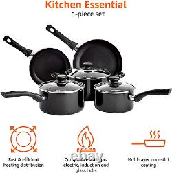 5-Piece Non Stick Induction Cookware Set, Including Frying Pan, Saucepan and Cas