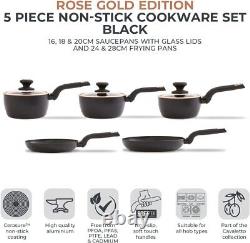 5pc Cookware Set By Tower T800232BLK Cavaletto Non-Stick Black & Rose Gold