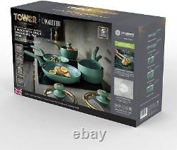 5pc Cookware Set By Tower T800232JDE Cavaletto Non-Stick in Jade Green