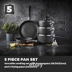 5pc Pan Set Tower T900110 Precision Non-Stick Stone Coated in Black