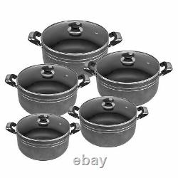 5pcs NonStick Coating Stock Pot Deep Casserole Set Cooking Pot set 18cm to 26cm