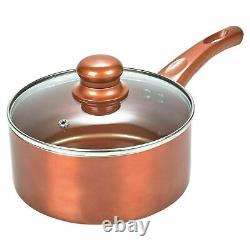 6Pc Non Stick Pan Ceramic Copper Frying Fry Saucepan Pot Cooking Cookware Set